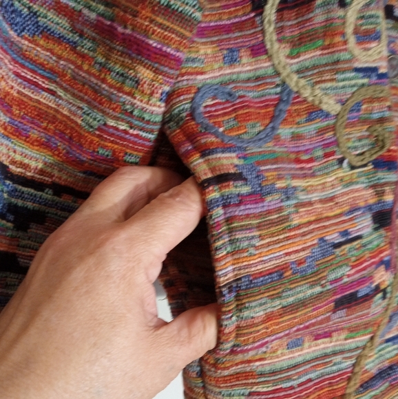 Graff by Um Company multi color handwoven button down jacket with embroidery - Picture 9 of 15